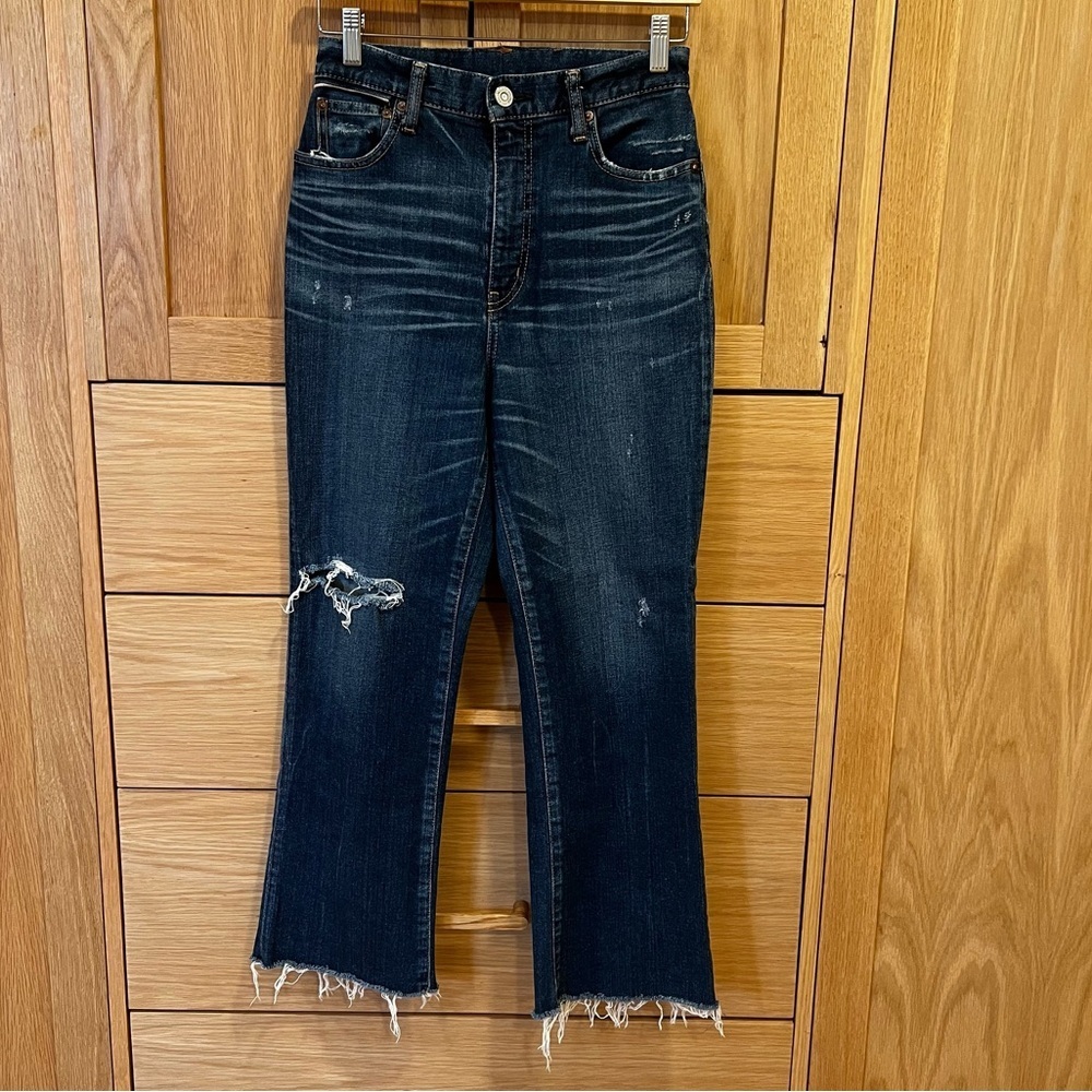 Moussy Vintage Rhode Crop Flare Jeans Dark Blue Size 26  Made in Japan Casual